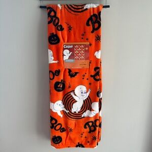 New Casper Friendly Ghost Halloween Viral Throw Blanket Orange Black Bats 50x70